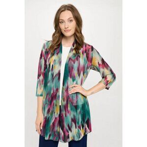 JOSTAR Romance Sheer Mesh Princess 3/4 Sleeve Kimono/Jacket Multi Green Size L